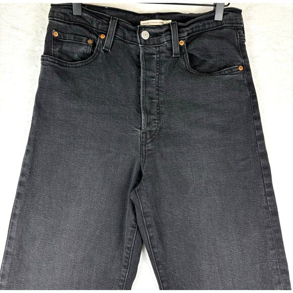 Levi's Ribcage Straight Ankle Jeans Women's Size 30 in Black Sprout - Picture 6 of 16